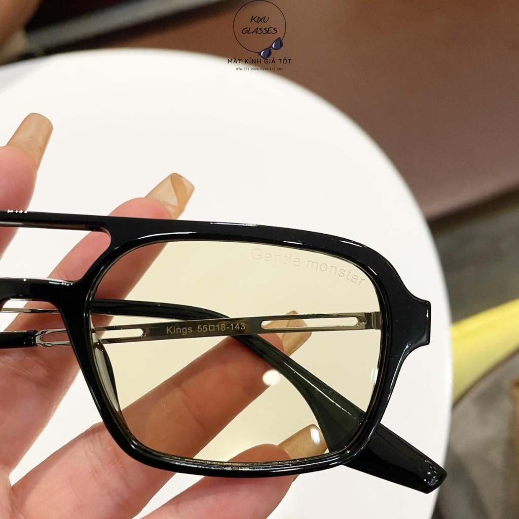 Gọng kính Ge.nt.l.e Monster King 2 - Unisex Màu đen dáng vuông Chống Bụi Bảo Vệ Mắt Chống tia UV400  Kixu.Glasses