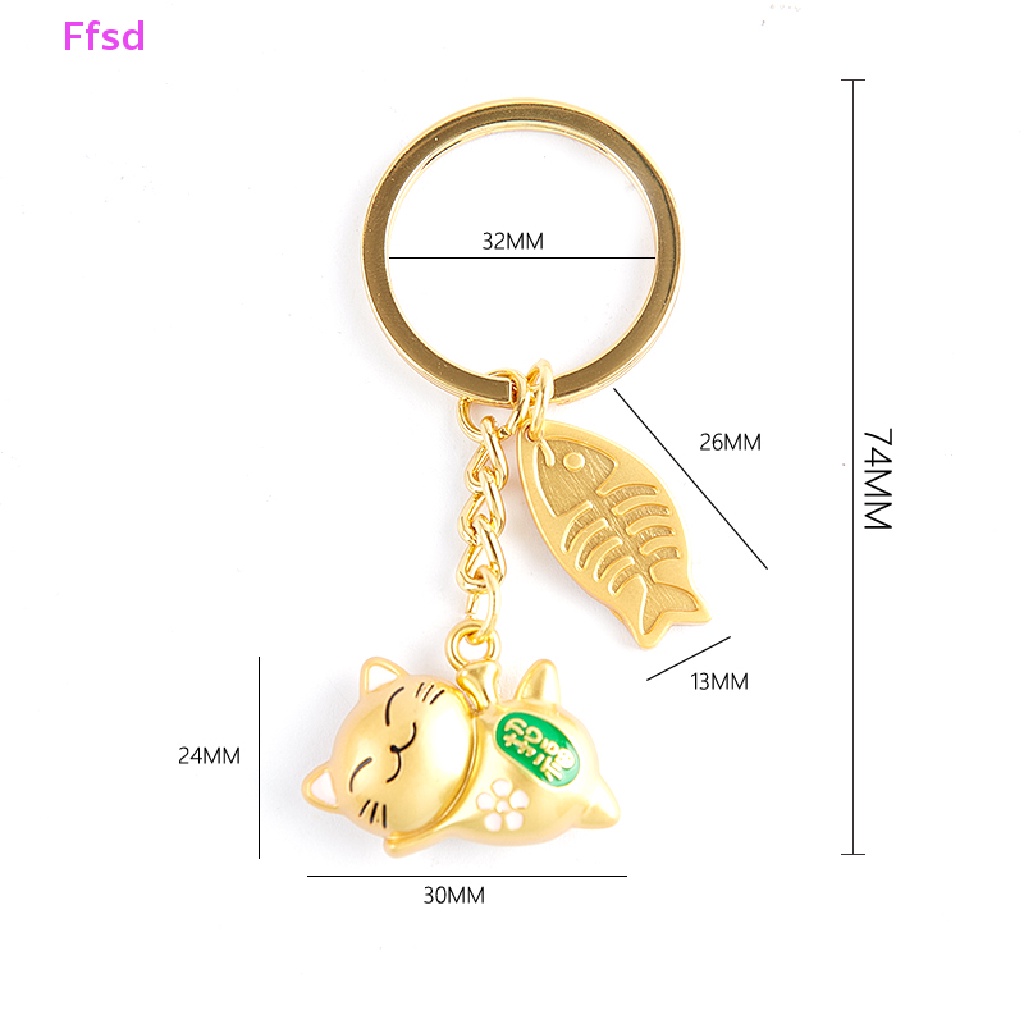 {Ffsd} Móc Khóa Xe Hơi Hình Mèo May Mắn Nhật Bản Đáng Yêu