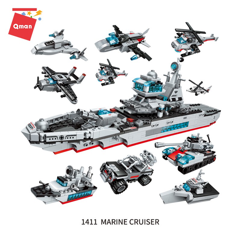 Bộ Đồ Chơi Xếp Hình LEGO QMAN 1411 – TÀU TUẦN DƯƠNG BIỂN 710 Mảnh Ghép 8 Mẫu Trong 1, Cho Bé Trai - Đồ chơi MecoMart