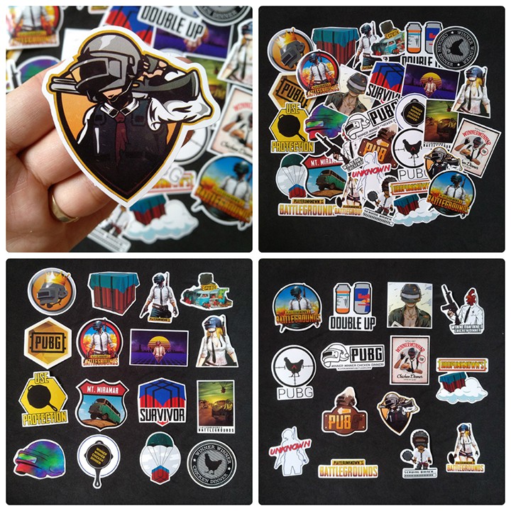 Sticker dán cao cấp chủ đề PUBG - Dùng dán Xe, dán mũ bảo hiểm, dán Laptop...