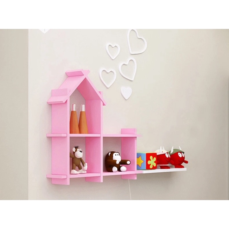 Kệ gỗ treo tường ngôi nhà. cao 70cm rộng 60cm sâu 12cm. Tặng đinh nở đóng