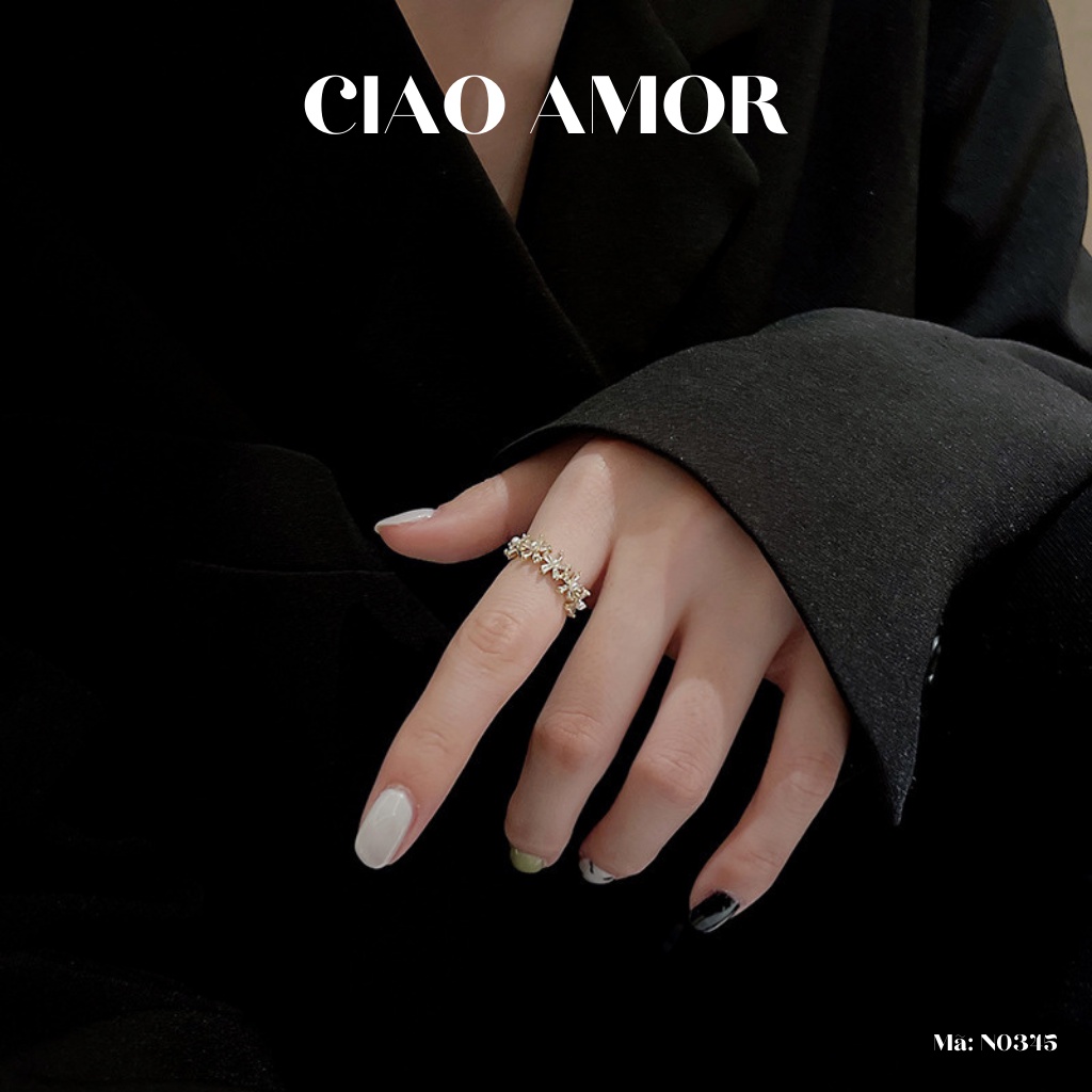 Nhẫn nữ, Nhẫn đính hoa trắng vòng dễ thương Trang sức Ciao Amor - N0345