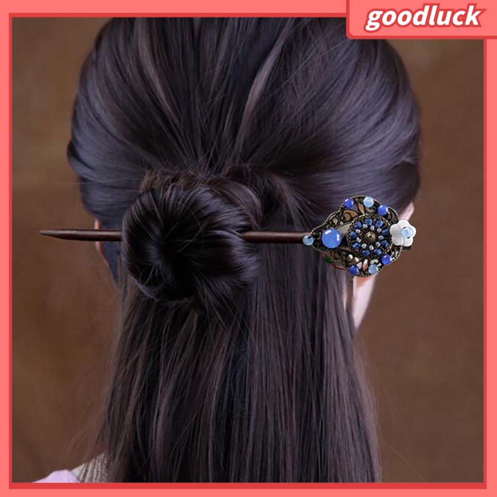 Trâm Cài Tóc Bằng Gỗ Đính Tua Rua Phong Cách Trung Hoa Cổ Điển