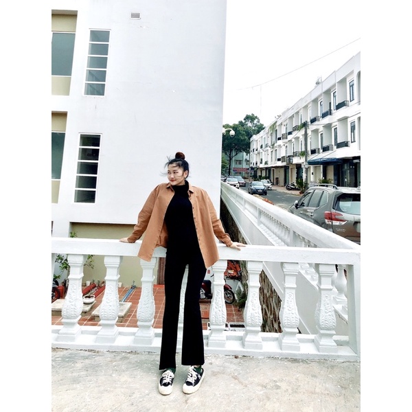 Quần ống loe cạp cao dáng dài legging loe co giãn 4 chiều  FINANCY Q09