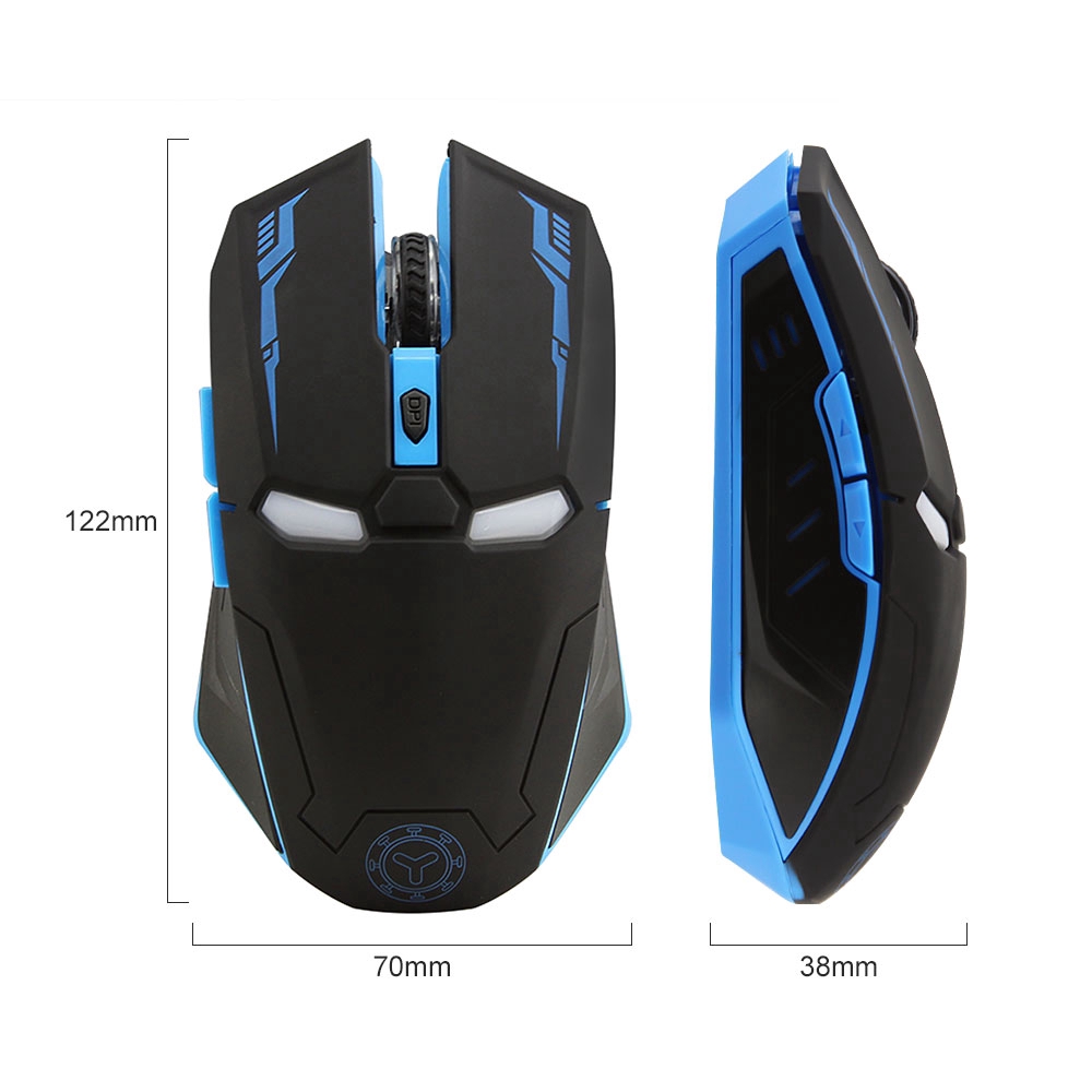 Chuột Quang Chơi Game Không Dây 2.4hz 1600dpi Hình Người Sắt