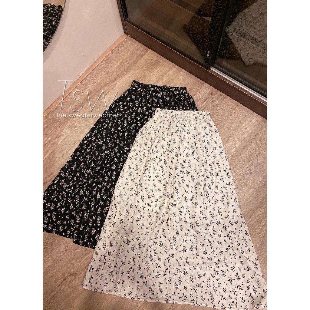 Chân váy voan nữ 2 lớp dáng dài cạp chun hoạ tiết hoa nhí - The Sweater Weather | BigBuy360 - bigbuy360.vn