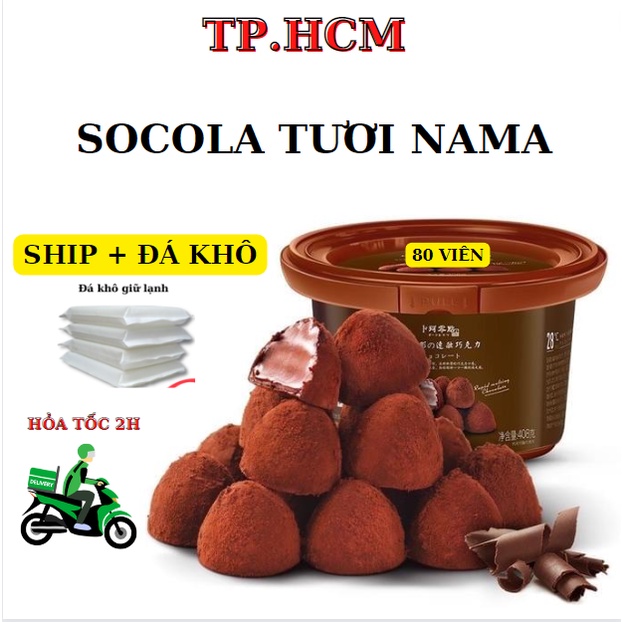 socola nama tươi tan chảy hộp 408g bao gồm 80 viên ( ship+ đá khô)