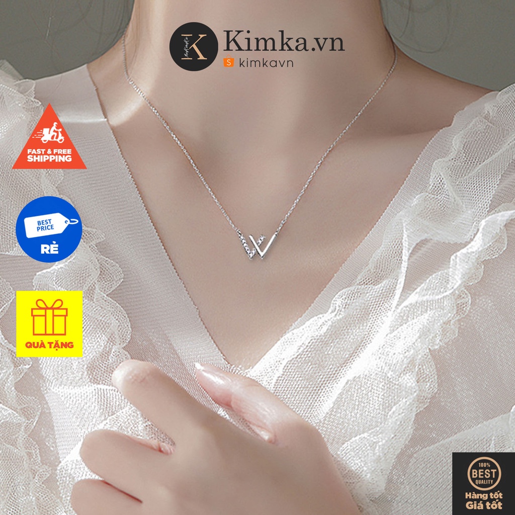 (0161) Dây Chuyền Hình Chữ W Đính Đá Sáng Tạo Tinh Tế Thu Hút