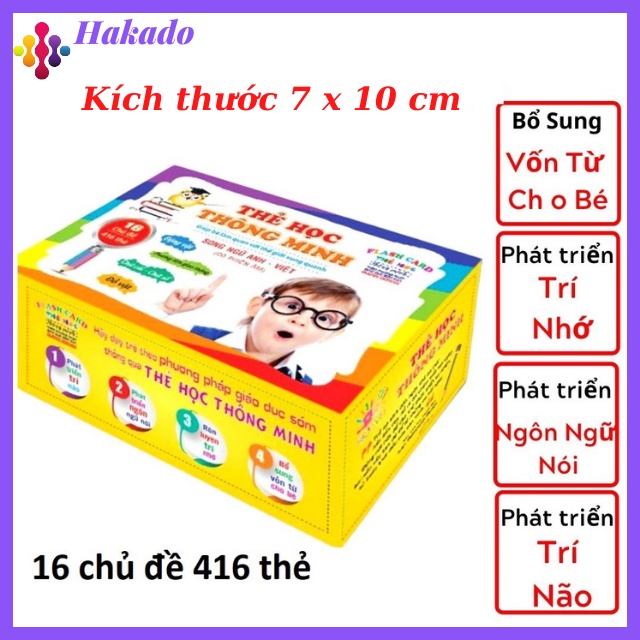 Bộ Thẻ Học Thông Minh 16 Chủ Đề 416 Thẻ Học Song Ngữ Anh-Việt Cho Bé