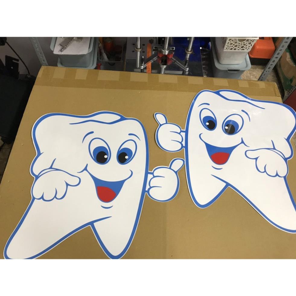 Cặp decal hình răng dán cửa kính phòng khám Nha khoa