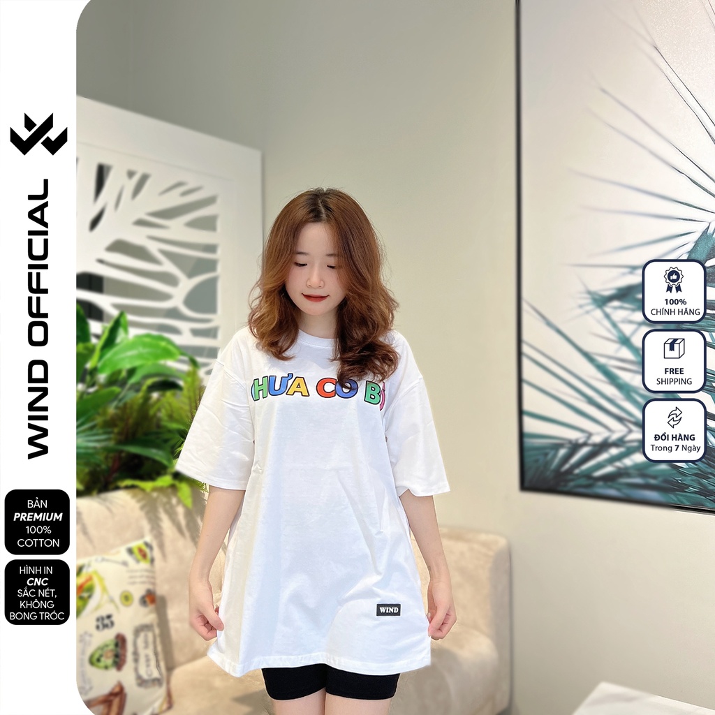 Áo thun tay lỡ unisex WIND phông form rộng 65% Có Bồ nam nữ oversize ulzzang