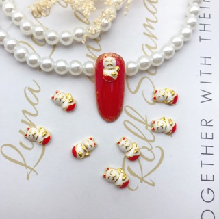 Phụ kiện đá hình con mèo thần tài gắn móng tay nail 1 viên