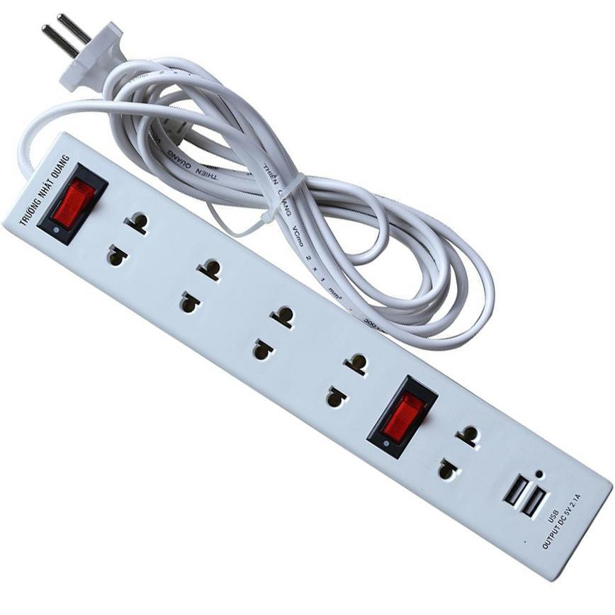 Ổ cắm điện cao cấp 2 cổng sạc USB Nhật Quang NQ-D6USB (3000W) (trắng)