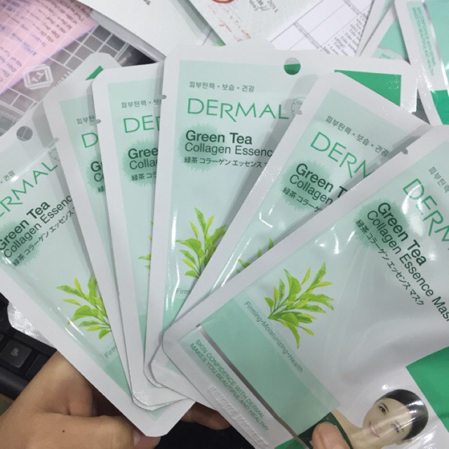 MẶT NẠ TRÀ XANH DERMAL GREEN TEA COLLAGEN ESSENCE MASK 23g