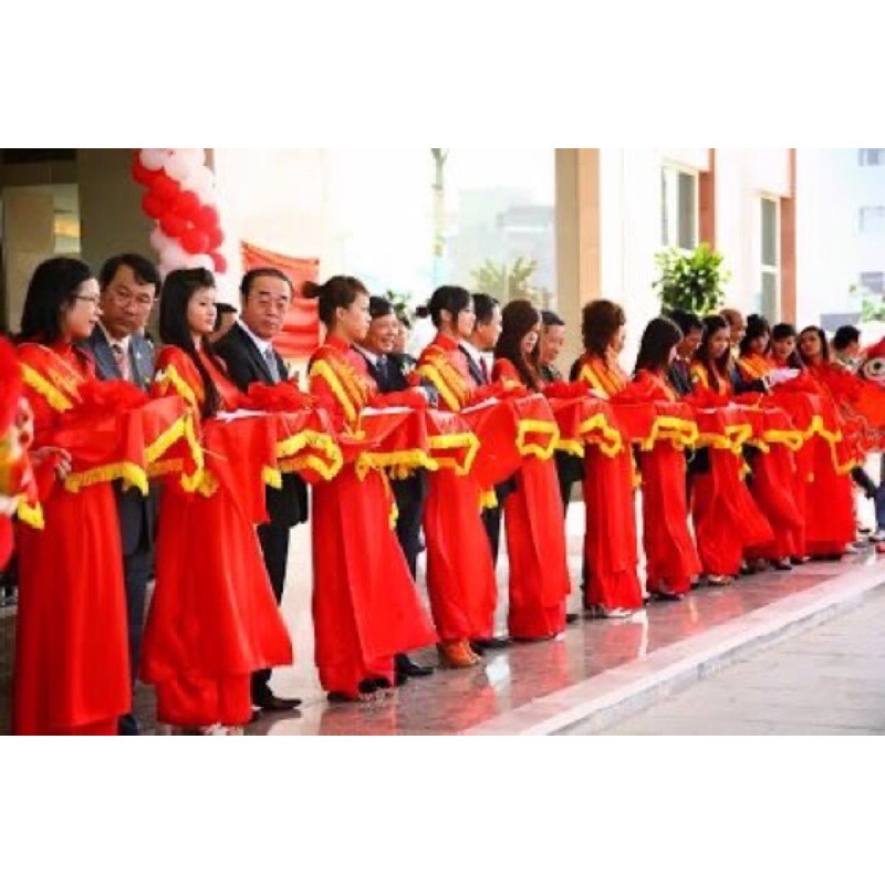 Khăn phủ khay tua vàng cắt băng khánh thành kích thước 40x60cm