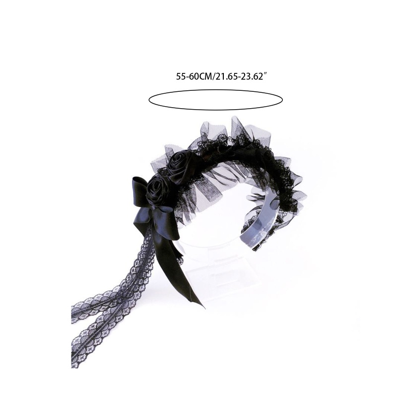 Băng Đô Cài Tóc Màu Đen Đính Hoa Thanh Lịch Dành Cho Nữ