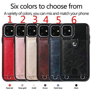 iphone 11 11pro 11pro max Thẻ thời trang Ví da Bao da điện thoại có dây buộc