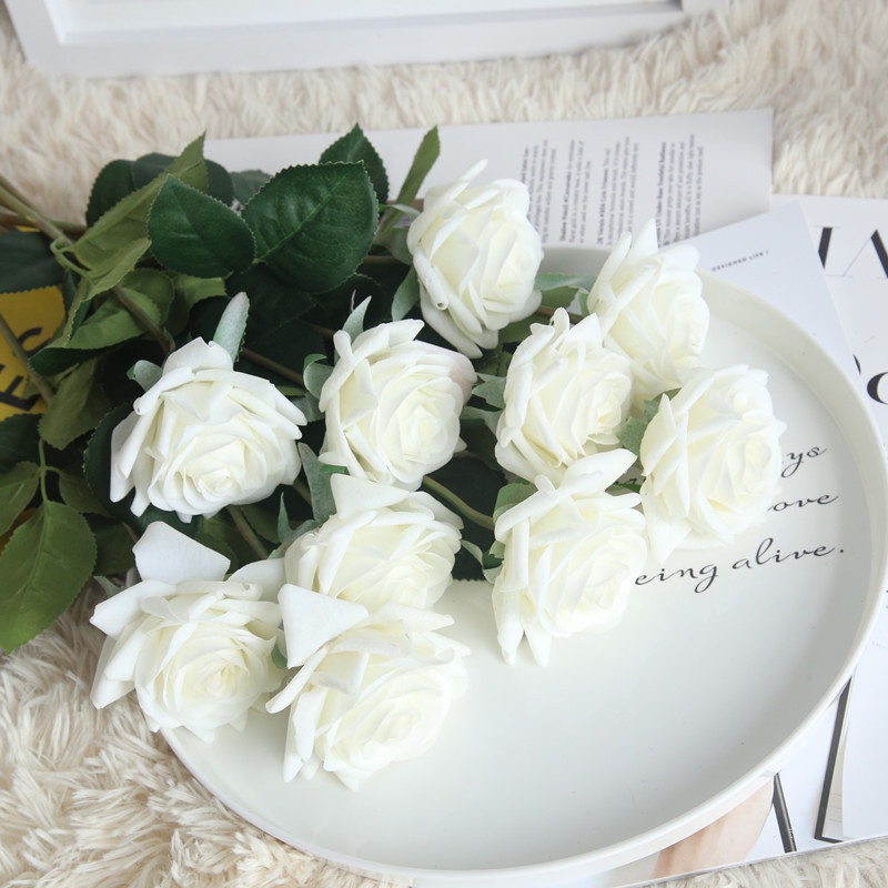 Hoa hồng giả cánh xoăn 47cm Hoa giả trang trí nhà cửa, quán cafe, decor phòng khách, phụ kiện chụp ảnh - Endy Shop