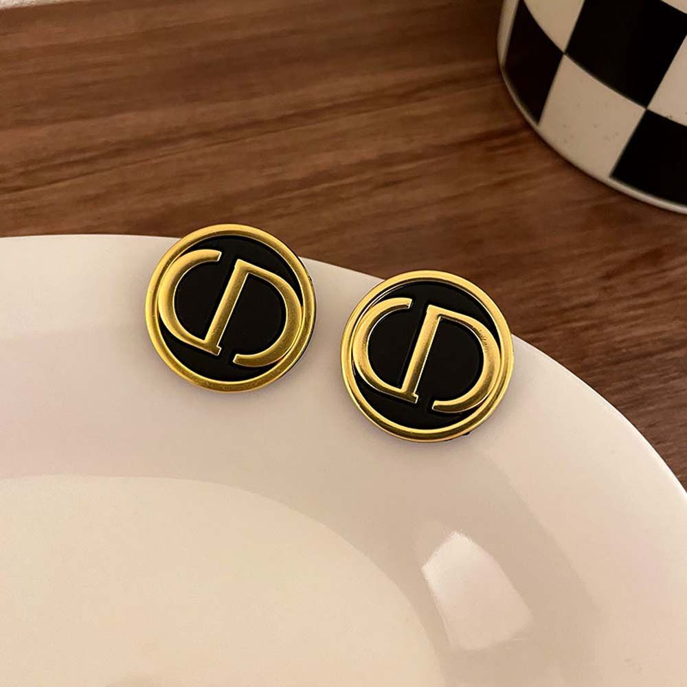 Bông tai hình chữ D bằng hợp kim phong cách Hàn Quốc thời trang cho nữ VANES1