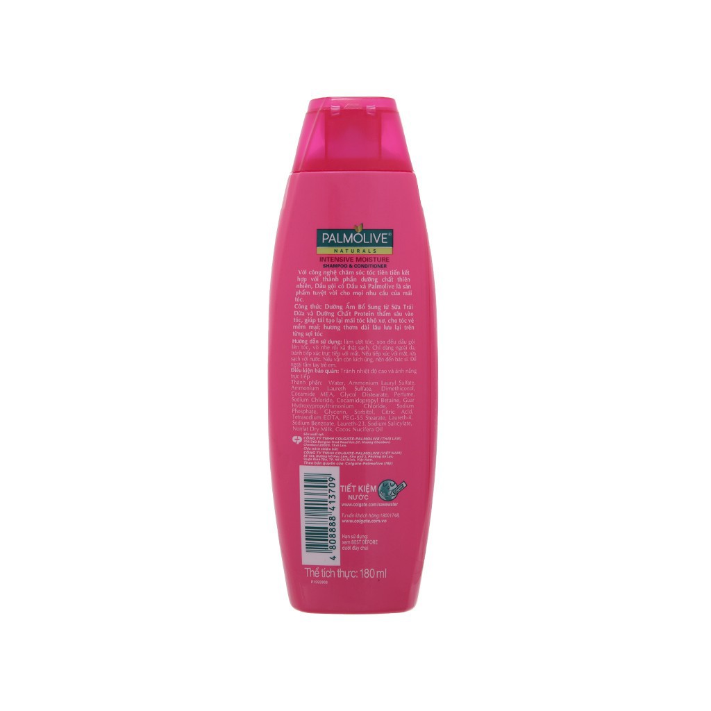 Dầu gội có dầu xả Palmolive dưỡng ẩm bổ  180ml màu Hồng