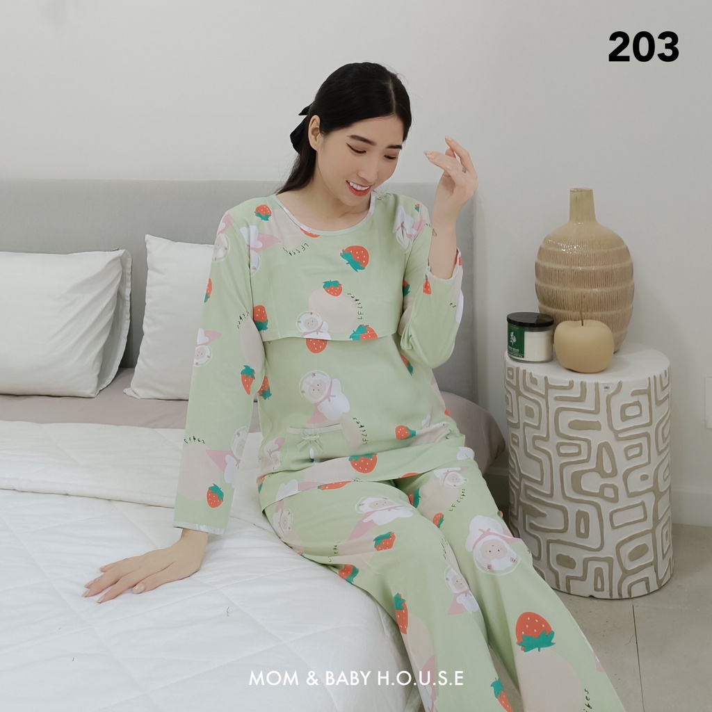 EVERMOM | Bộ quần áo tôn 2 da thái mặc nhà có lật nắp bầu kết hợp sau sinh cho bé ti