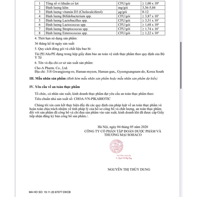 Men vi sinh Pika Biotic 19 chủng bào tử Hàn Quốc