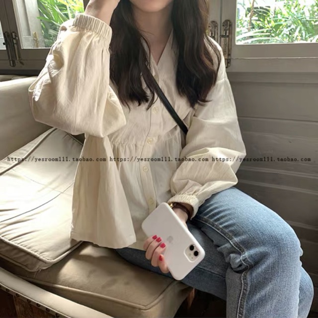 Áo thô đũi baby doll trơn màu basic Ulzzang style  Mazi Hàng Quảng Châu