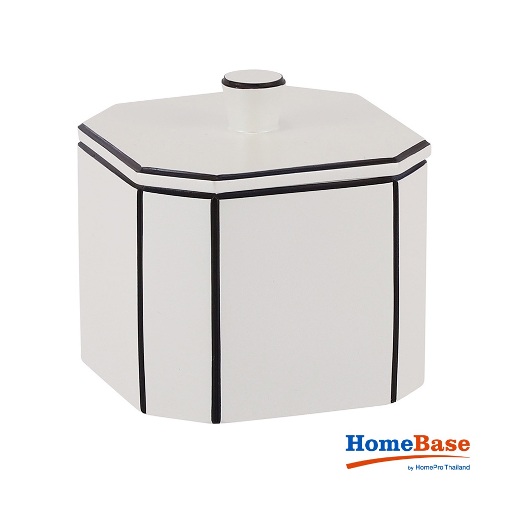Homebase MOYA Hộp đựng bông tẩy trang KH043 bằng nhựa Polyresin 9.7X9.3X9.3CM màu trắng