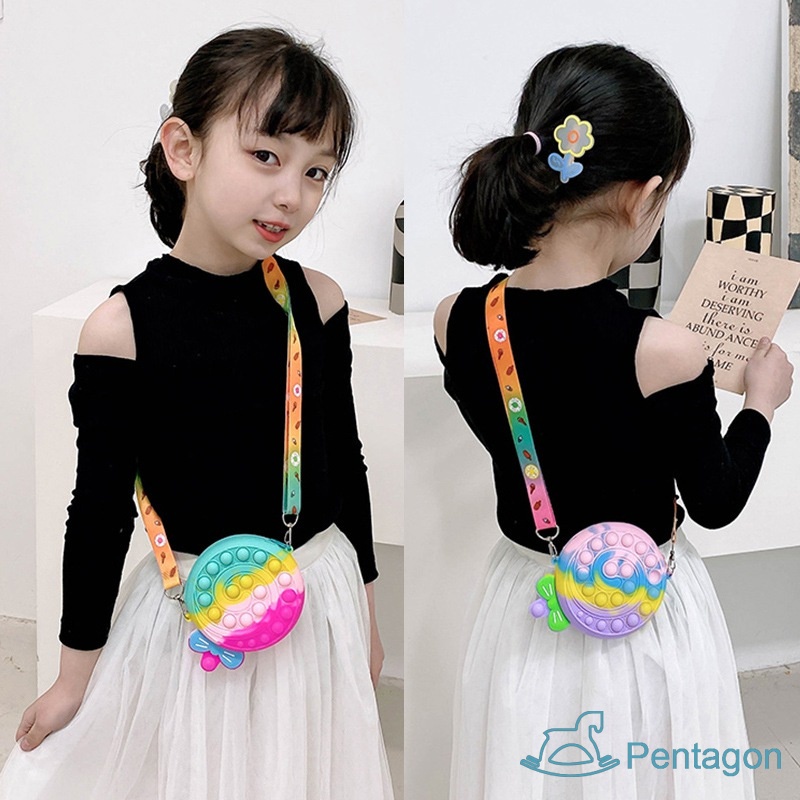 Túi Đeo Chéo Silicon Có Khóa Kéo Kiểu Hàn Quốc Dễ Thương Cho Bé Gái