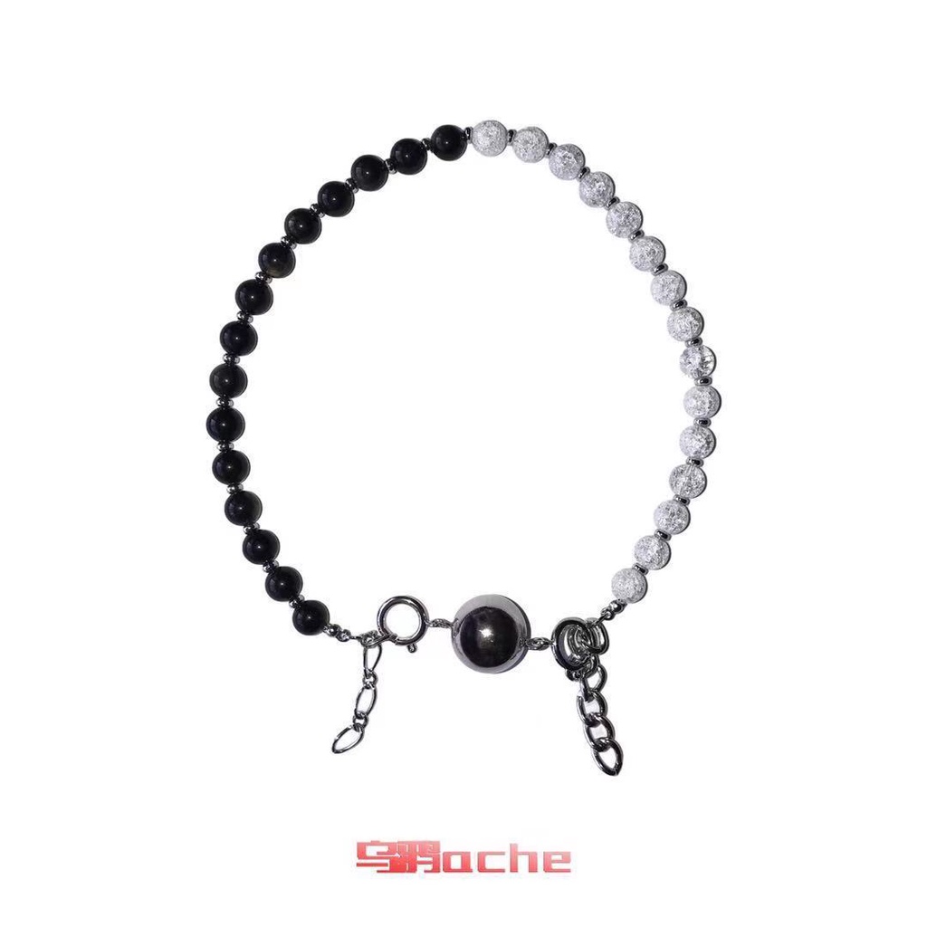 ﹍✗┅Dây Chuyền Mặt Hình Tròn Hai Màu Đen Trắng Bằng Kim Loại Dành Cho Nam Và Nữ y2k