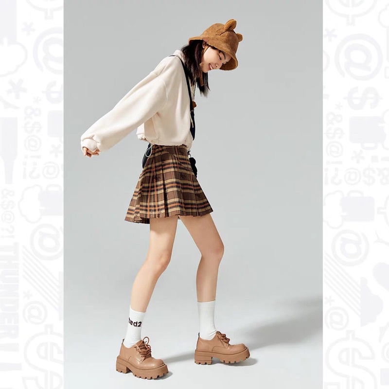 Chân váy sọc nâu Peacebird