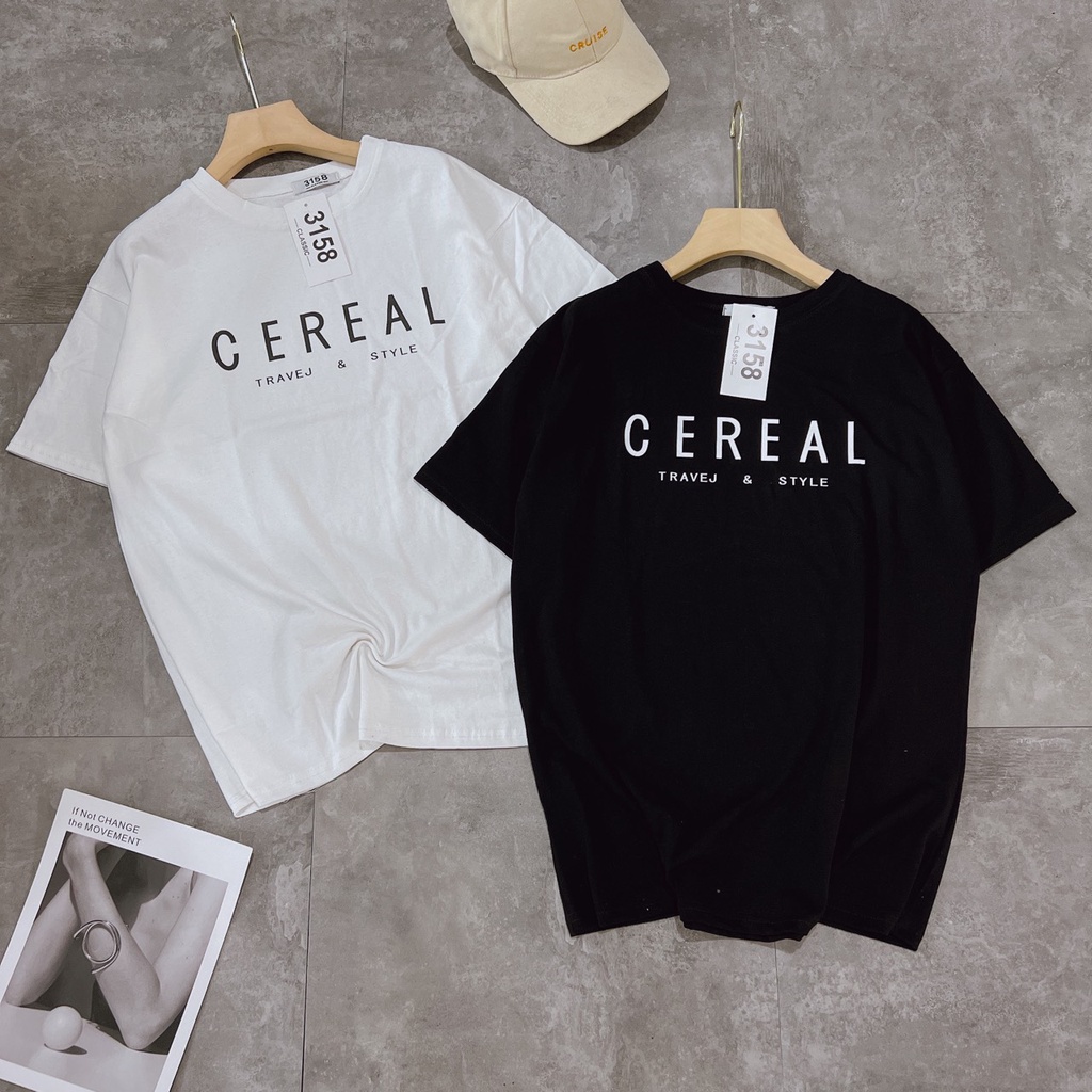 Áo phông 3158, Áo thu Nam Nữ Cereal, Áo phông in chữ