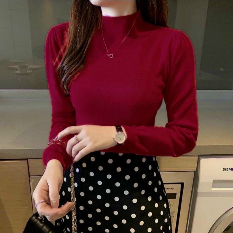 Áo thun cổ lọ body dài tay full màu (A15