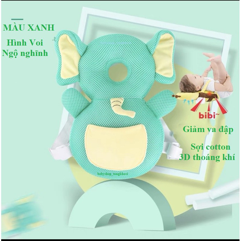 [Sợi cotton 3D] Ba Lô, Gối tập ngồi tập đi, tập bò, tập đứng Chính Hãng bảo vệ đầu và gáy cho Bé yêu