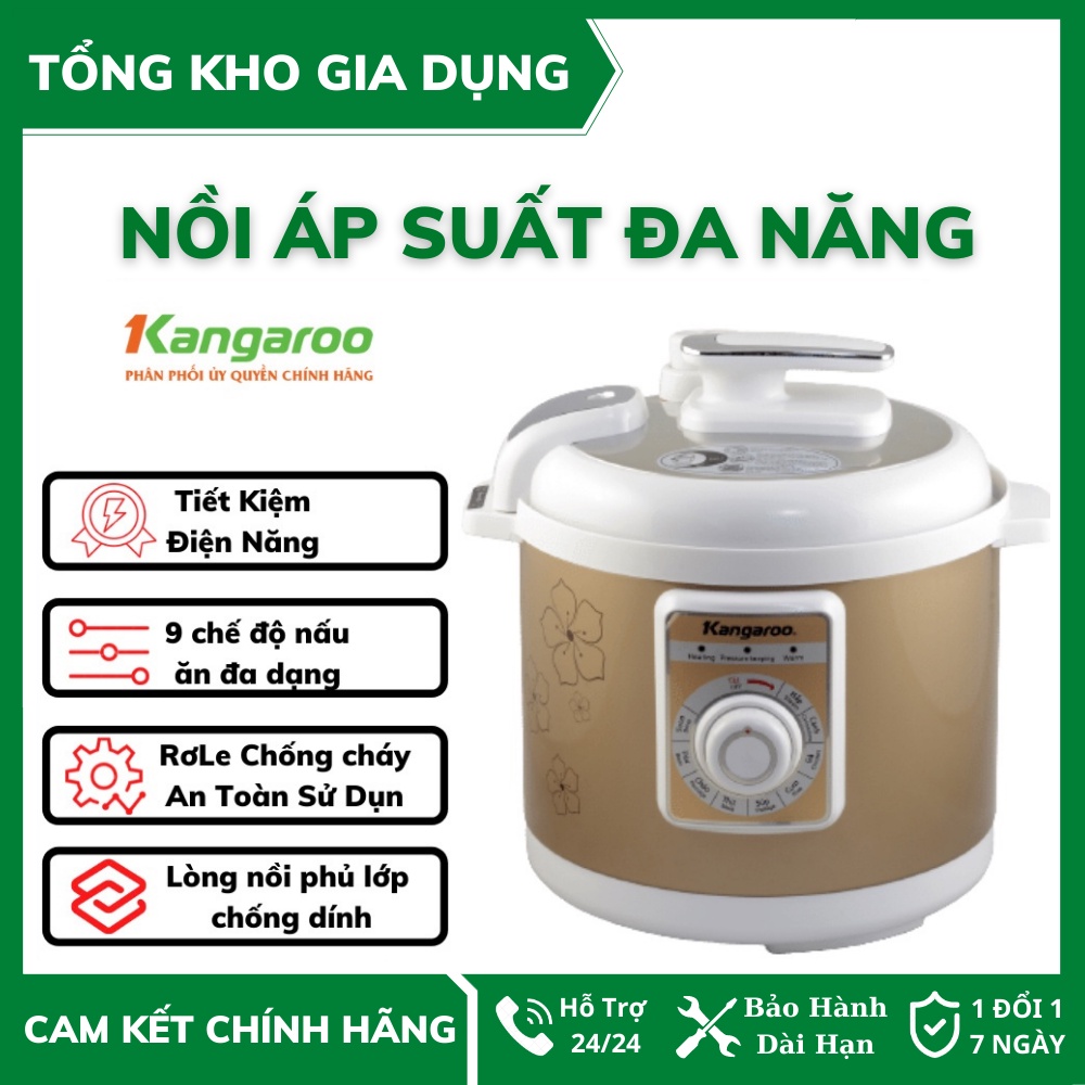 Nồi Áp Suất , Nồi Áp Suất Đa Năng Kangaroo KG135 Có Thể Nấu Cơm , Hầm Xương , Nấu Canh , Ủ Ấm , Nấu Canh (Bảo hành 12T)