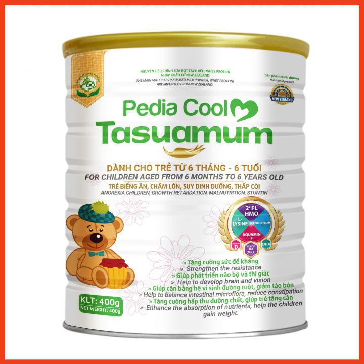 ( Tặng yến sào trẻ em)  Sữa Pedia Cool Tasuamum 900g dành cho trẻ nhẹ cân biếng ăn thấp còi