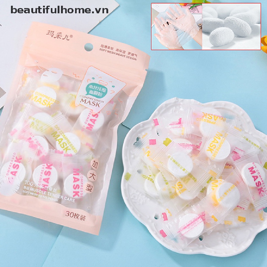 [Hàng mới về] Set 30 mặt nạ giấy nén bằng cotton tự nhiên chăm sóc da DIY | BigBuy360 - bigbuy360.vn