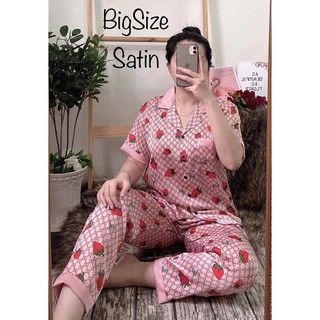 ( BigSize Satin ) Đồ Bộ Pijama BigSize Satin Phối TNQD.