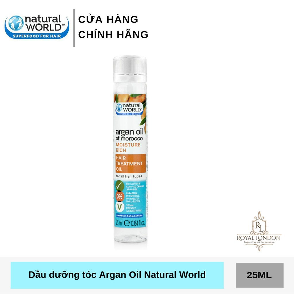 Dầu dưỡng tóc Argan oil of Morocco NATURAL WORLD 25ml - 100ml ZKM