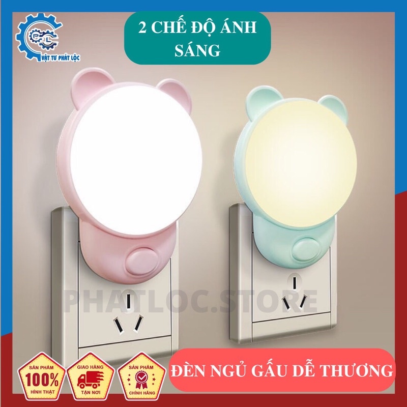 Đèn ngủ cắm tường hình Gấu dễ thương- 2 tông màu ấm dịu mắt