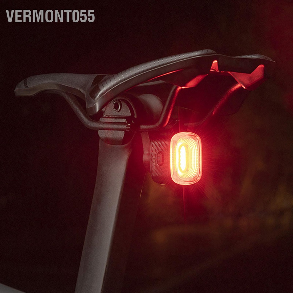 Vermont055 Đèn hậu xe đạp thông minh phanh tự động màu đen Cảm biến 5 chế độ USB Sạc IPX6 ABS chống nước PC 260mAh phía sau