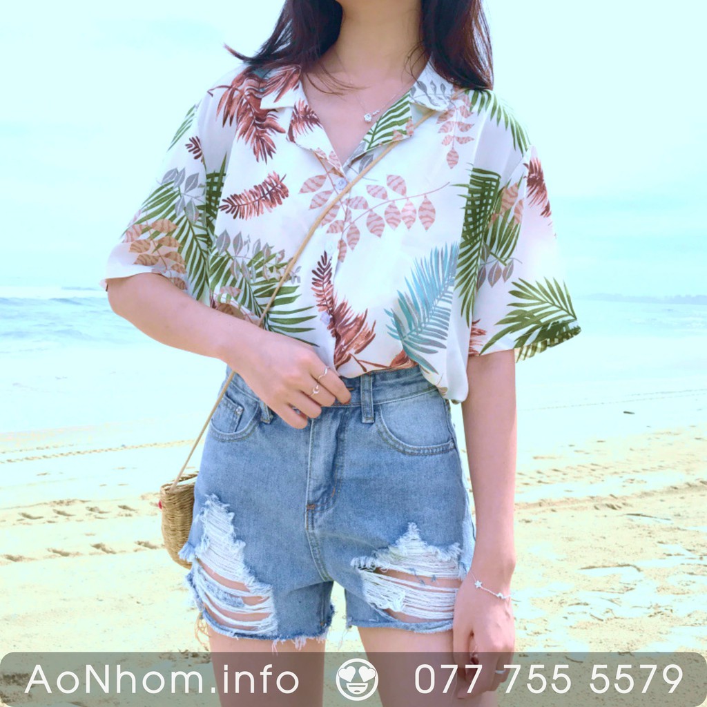 Áo Sơ Mi Hawaii Đi Biển Mềm Mát - Lá Đỏ Lá Xanh - Áo Đôi Đồng Phục Nhóm Lớp Team Building Hoạ Tiết Hoa Lá Trái Cây