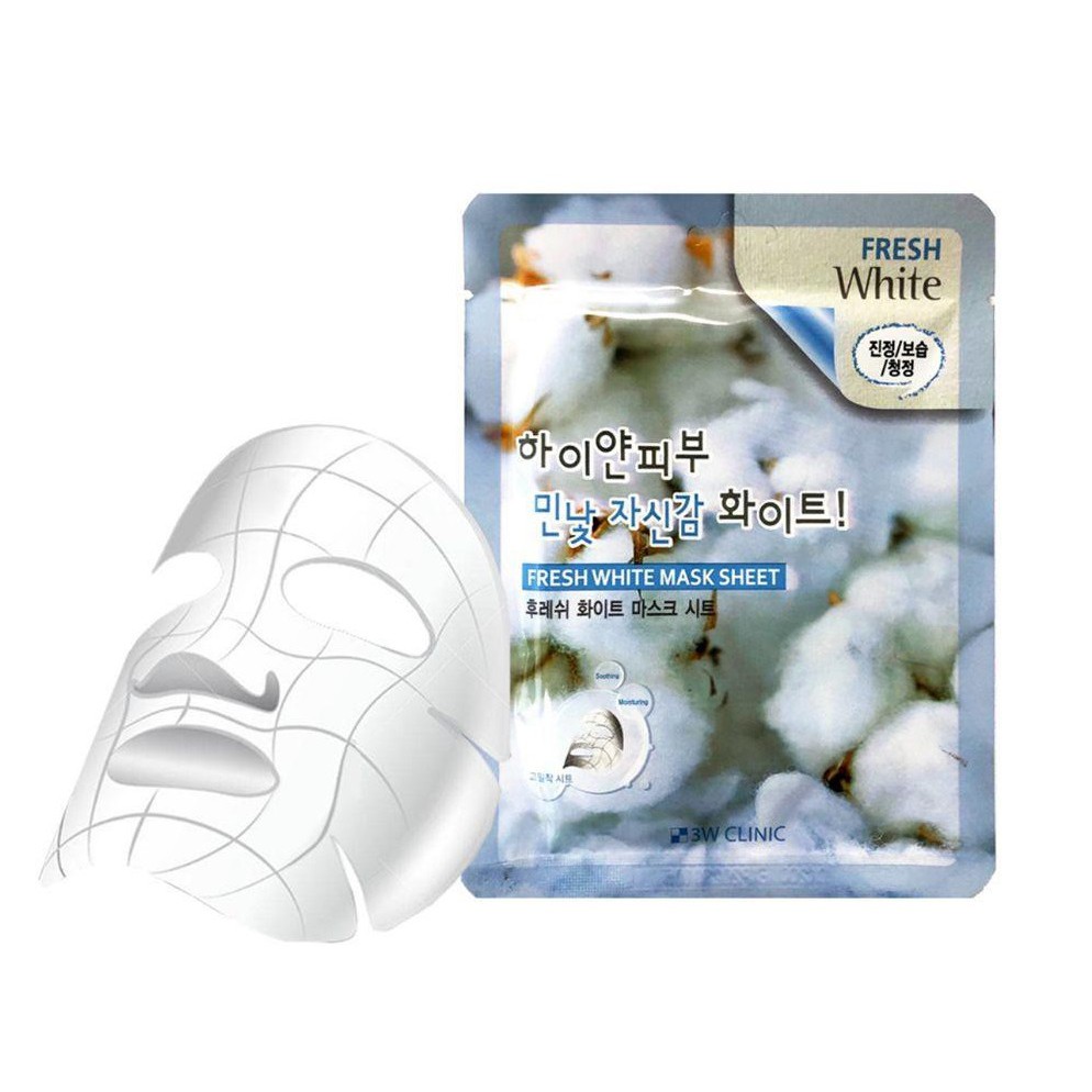 [CHÍNH HÃNG] Bộ 10 gói mặt nạ Tuyết dưỡng trắng da 3W Clinic Fresh White Mask Sheet 23ml X 10 gói