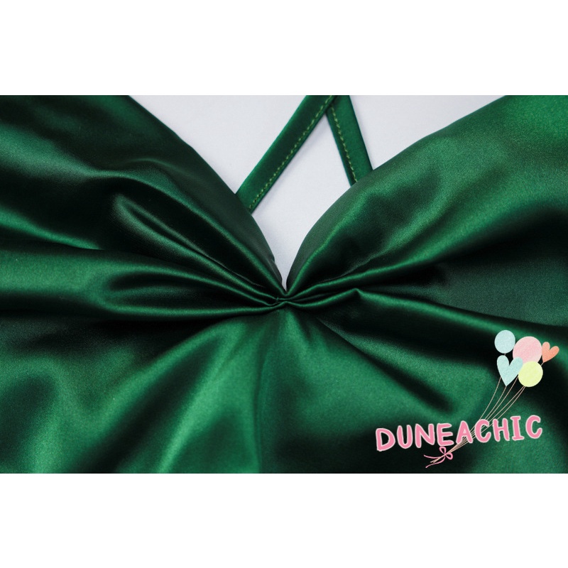 DUNEA Đầm Dự Tiệc Hai Dây Hở Lưng Xếp Ly Xinh Xắn Dành Cho Nữ