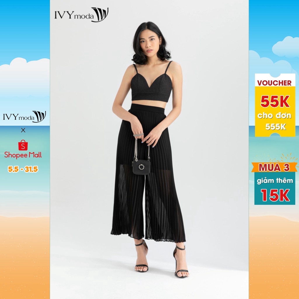 [NHẬP WABRTL5 GIẢM 10% TỐI ĐA 50K ĐH 250K ]Quần Chiffon nữ xếp ly thiết kế IVY moda MS 22M6499