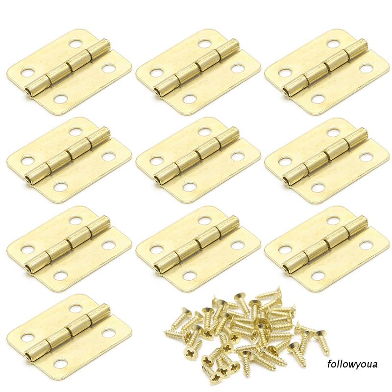 Set 10 bản lề cửa tủ / hộp trang sức 4 lỗ 18x16mm