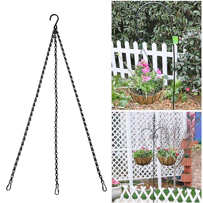 Set 10 Giỏ Trồng Cây Màu Đen Kèm Móc Treo Hình Chữ S Tiện Dụng Cho Gia Đình / Sân Vườn