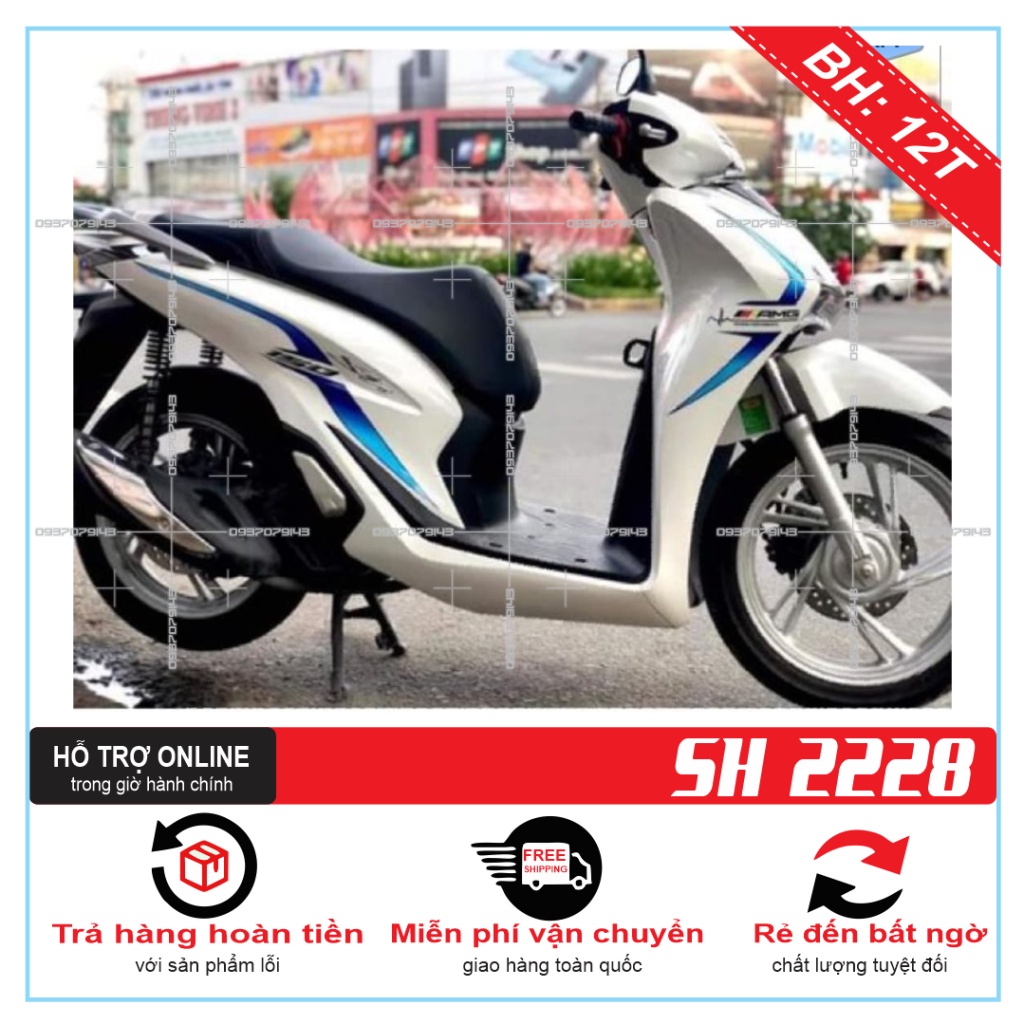TEM XE SH 2020 CHỈ TRẮNG XANH AMG -- SHIN DECAL 2