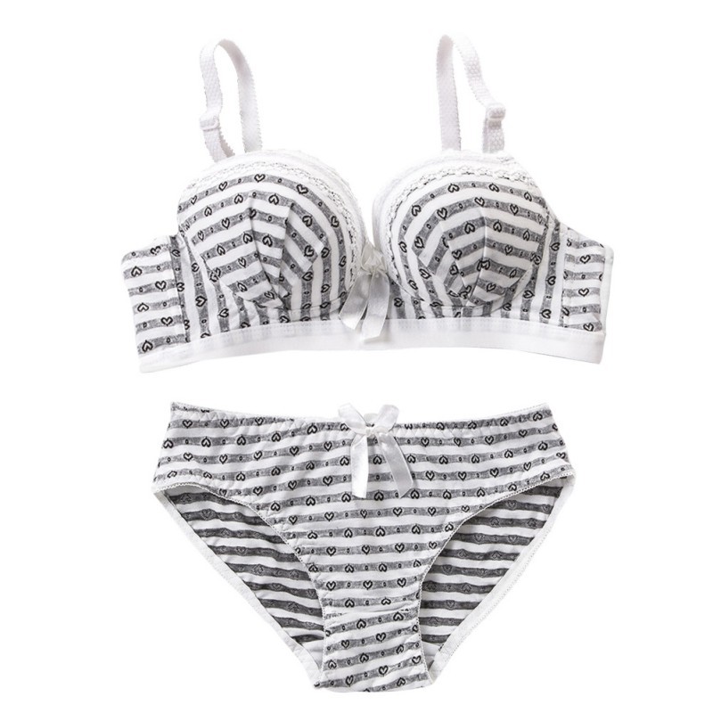 FREESHIP ĐƠN 99K_ Áo ngực 3 / 4 cup không gọng kèm quần lót vải cotton