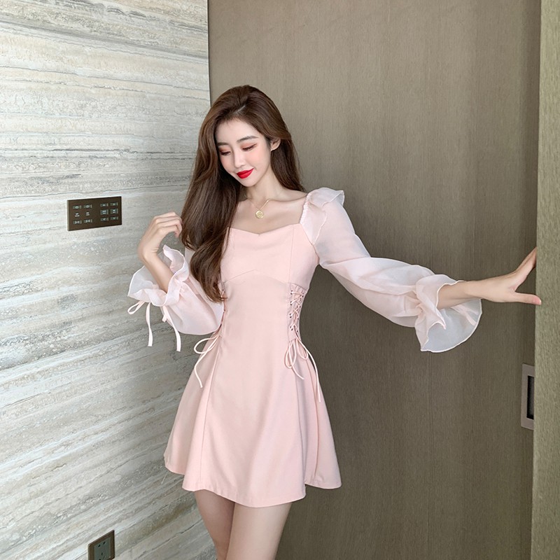 Đầm nữ dáng xòe tay dài mini Emilyshop